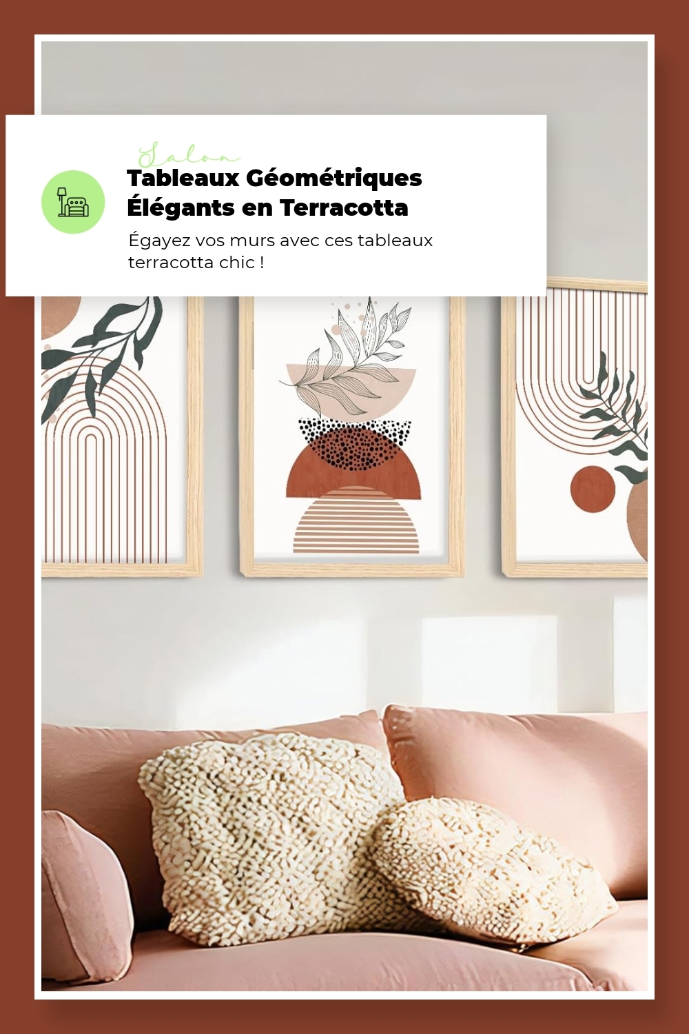 Tableaux Géométriques Élégants en Terracotta